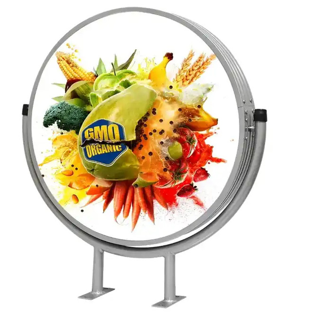 Customized Outdoor 360 Rotating Luminous Light Sign Round Double-sided Acrylic Advertising Light Box