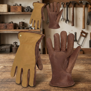 Men's Water Resistant Cowhide Leather Work Gloves Safety Cuff 2 Mil Thickness <b>10</b> <b>Inch</b> for Construction Gardening Shrink - Product Image 3