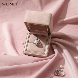 WEIMEI Luxurious Pink Blue Green Velvet Light Modern Simple Style Custom Logo Recyclable Jewelry Pouches <b>Gift</b> Packing <b>Box</b> - Product Image 3