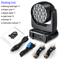 Projecteur Wash à Tête Mobile 19x15W RGBW avec Zoom 7-60 Degrés, Contrôle Pixel, DMX RDM, Lampe Stroboscopique Matricielle pour Scène, Boîte de Nuit et Théâtre