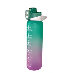 Senderismo de 32oz para botella de agua motivacional con marcador de tiempo Botella de gimnasio a prueba de fugas con tiempos para beber para acampar - Product Image 1