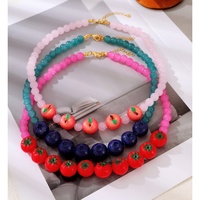 Asu 6 stijlen schattige fruit kralen choker kettingset verstelbaar zomer vakantie statement sieraden voor vrouwen