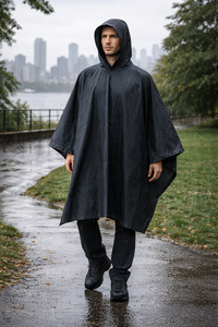 <span class=keywords><strong>Poncho</strong></span> de pluie réutilisable personnalisé pour l'extérieur, léger, pliable, imperméable, en PEVA <span class=keywords><strong>noir</strong></span>, avec <span class=keywords><strong>capuche</strong></span>, pour adultes - Product Image 2