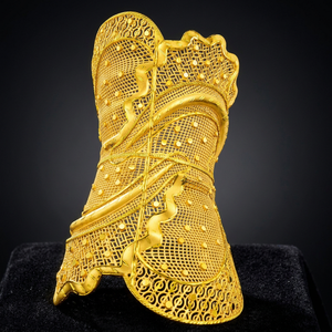 Wholesale Fashion Dubai Design Arabic <b>Bridal</b> Kada 14K18K24K Gold Plated Wide Kada Intricate Floral Openwork Forming Kada Jewelry - Product Image 2