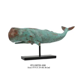 Toptan el boyalı reçine okyanus serisi Cetacean şekil köpekbalığı heykel deniz dekor