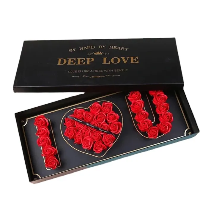 Customized treat boxes black i love you box gift packaging cardboard love mom flower box