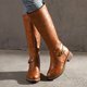 Bottes à tige haute à bout rond pour femmes grandes tailles, bottes d'équitation à talon épais adaptées à toutes les formes de pieds et de jambes - Product Image 2