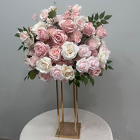 M-FB18 Magnifique Boule de Fleurs Artificielle en Soie Rose et Blanche de 50 cm pour Décoration de Centre de Table de Mariage