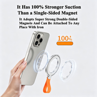Support de téléphone magnétique pliable à 360 degrés avec logo personnalisé, aimant puissant N52, anneau de maintien pour doigt et béquille