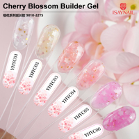 Gel de construction pour ongles à paillettes florales 10 couleurs, durcissable à la lampe UV, gel de construction pour ongles effet fleur de cerisier