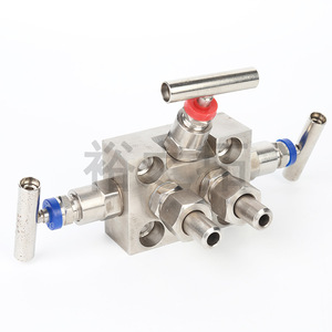 Colector de tres válvulas integrado de acero inoxidable 304 316 tipo brida coplanar para transmisor de presión, suministro de agua y drenaje - Product Image 2