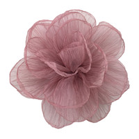 Grande fleur plissée en organza de 20 cm en tissu camélia, accessoire pour cheveux, chaussures, chapeaux, corsages, vêtements, robes, fleurs décoratives et patchs