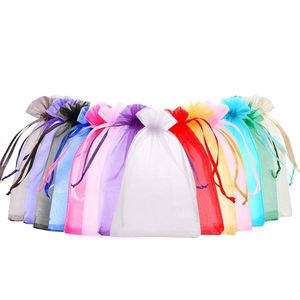 Sacs en organza les plus vendus 9x12cm, personnalisables avec logo, pochette cadeau en maille avec cordon, sacs unis colorés pour mariage et emballage de bijoux - Product Image 3