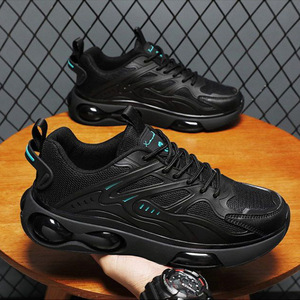 Zapatillas Deportivas Negras con Malla Transpirable, Cordones, Punta Redonda, para Caminar, Todas las Temporadas, Suela de Goma, Entresuela de EVA - Product Image 3