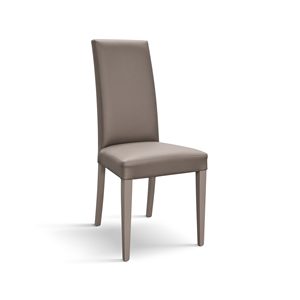 Juego de 2 sillas Andrea, sillas de comedor de interior con base de metal y cuero ecológico gris paloma - Product Image 1