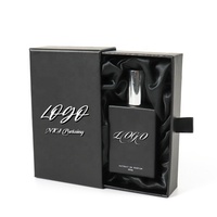 Boîte en carton de velours de luxe à logo personnalisé Boîte à tiroir coulissant noir Boîtes de parfum avec flacon