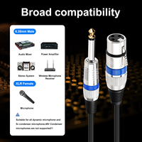 Kabel Mikrofon XLR Female ke 1/4 Inch (6.35mm) TRS Seimbang untuk Aplikasi Mixer, Gitar, Mobil, HDTV