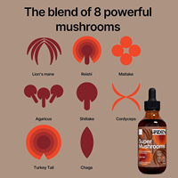 Supplément de gouttes liquides Super Mushrooms avec extrait 8-en-1 soutien du cerveau et gouttes de soutien immunitaire, soutien de la mémoire et de la concentration