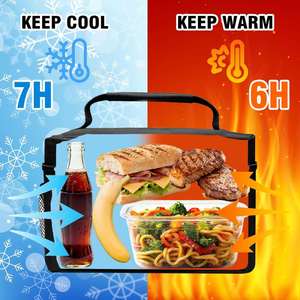 <b>Lunch</b> Bag <b>Insulated</b> Reusable <b>Lunch</b> <b>Box</b> Leakproof Cooler Tote Bag Freezable with Adjustable Shoulder Strap - Product Image 5