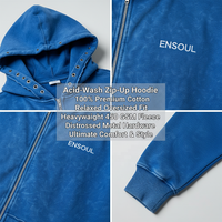 Sweat à capuche zippé vintage OEM/ODM personnalisé, brodé, streetwear, épais 450 g/m², délavé à l'acide, effet vieilli, haute qualité, pour homme, automne