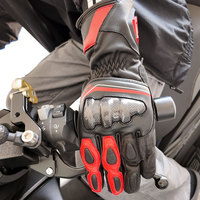 Gants de moto personnalisés avec logo rouge et noir pour moto, motocross, cyclisme, course, coque en fibre de carbone, imperméables, compatibles avec les écrans tactiles