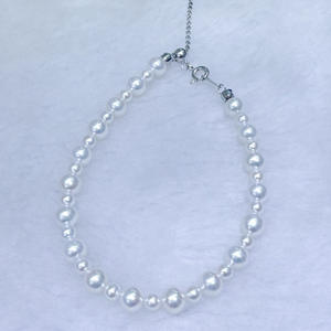 Bracelet en perles d'eau douce naturelles 3-5 mm, presque rondes, sans défaut, lumière aurora, perle blanche de luxe sur argent pur, ornement de main - Product Image 3