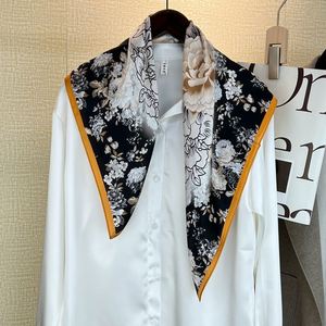 68x68cm Vintage Silk <b>Square</b> <b>Scarf</b> for Women Floral Printed Customizable Color & Design Hand Rolled Edge Multi-Functional - Product Image 3
