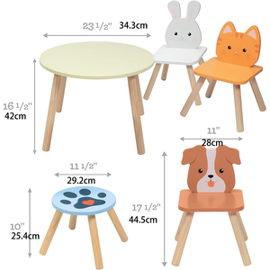 Ensemble table et chaises en bois multifonctionnel sur le thème des animaux <span class=keywords><strong>pour</strong></span> enfants, 4 places <span class=keywords><strong>pour</strong></span> les tout-petits de 2 à 6 ans - Product Image 4