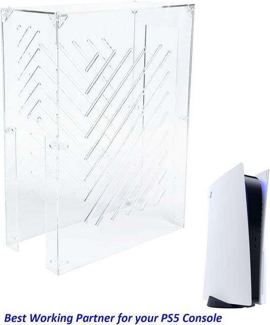Clear Acrylic PS5 Dust Cover, Ventilated Protective Case for Game Console and Home Use