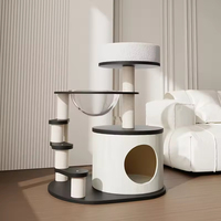 FEITU Vente en Gros Fournitures pour Animaux de Compagnie Arbre à Chat de Luxe Moderne en Bois Intérieur Extérieur avec Griffoir et Maison