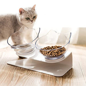 Çift 15 yükseltilmiş şeffaf plastik şeffaf kedi çanak besleyici kaseler evcil hayvan maması kedi kaseler yükseltilmiş <span class=keywords><strong>Stand</strong></span> kediler ve küçük köpekler - Product Image 6