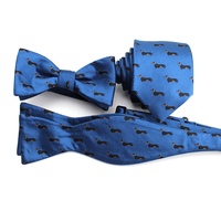 Cravate en polyester tissé pour homme, motif Teckel mignon, couleurs bleu, noir, orange, personnalisable, thème animal chien, vente en gros Chine