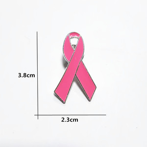 Bán buôn rẻ hơn Ribbon kim loại pins nhỏ kích thước trung bình màu hồng đậm ung thư vú nhận thức Lapel pins - Product Image 5