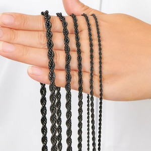 Chaînes torsadées en acier inoxydable noir de 2,3 mm/3 mm/4 mm/5 mm/6 mm, collier classique pour homme et garçon, 16 à 30 pouces - Product Image 2