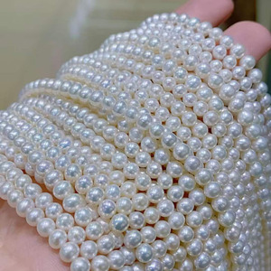 Handmade <b>Choker</b> Necklace 14K Gold Filled Clasp 3.5-4mm & 4-4.5mm Clean Near Round Natural Freshwater Pearl With Extension Chain - Product Image 2