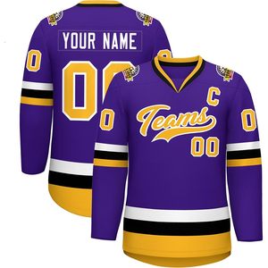 Maillot de hockey personnalisé pour hommes, col en V, nom et numéro des équipes personnalisés, vêtements de hockey sur glace sublimés, évacuant l'humidité - Product Image 1