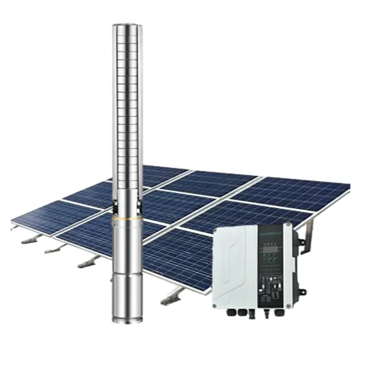 Panel Solar Para Bomba De Agua 2 Inch Outlet 1.1Kw Solar Borehole Pumps Solar Powered Centrifuge Water Pump For Irrigation