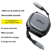 Chargeur rapide 240W double Type-C rétractable en ABS, conception exclusive, câble pour iPhone, batterie externe portable pour voiture, charge extensible