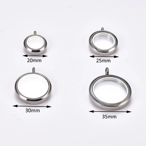 Pendentif médaillon photo en acier inoxydable et verre transparent pour la fabrication de bijoux, breloques en métal à visser pour cadre de boîte à photos flottantes - Product Image 2