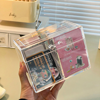 Boîte de rangement multifonctionnelle en plastique, étui de protection pour cartes de collection de sport, de jeux et de photos Kpop, en acrylique transparent, avec couvercle rabattable