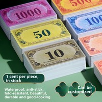 Cartes à jetons épaissies, anti-contrefaçon, imperméables, résistantes à l'abrasion, finition mate, design dollar américain pour salles de jeux et Mahjong
