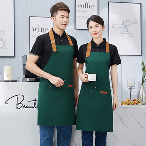 Navy Blue Adjustable <b>Apron</b> One Size Polyester Workwear For Drink Food Shops With Logo Printing - Product Image 2