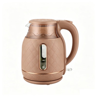 Bouilloire électrique rose en verre 1,8 L avec indicateur de niveau d'eau et arrêt automatique mécanique pour la préparation du thé à domicile