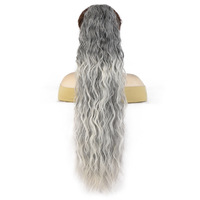Perruque queue de cheval longue et bouclée effet vague d'eau, en fibre haute température, double trame, extensions capillaires pour femmes