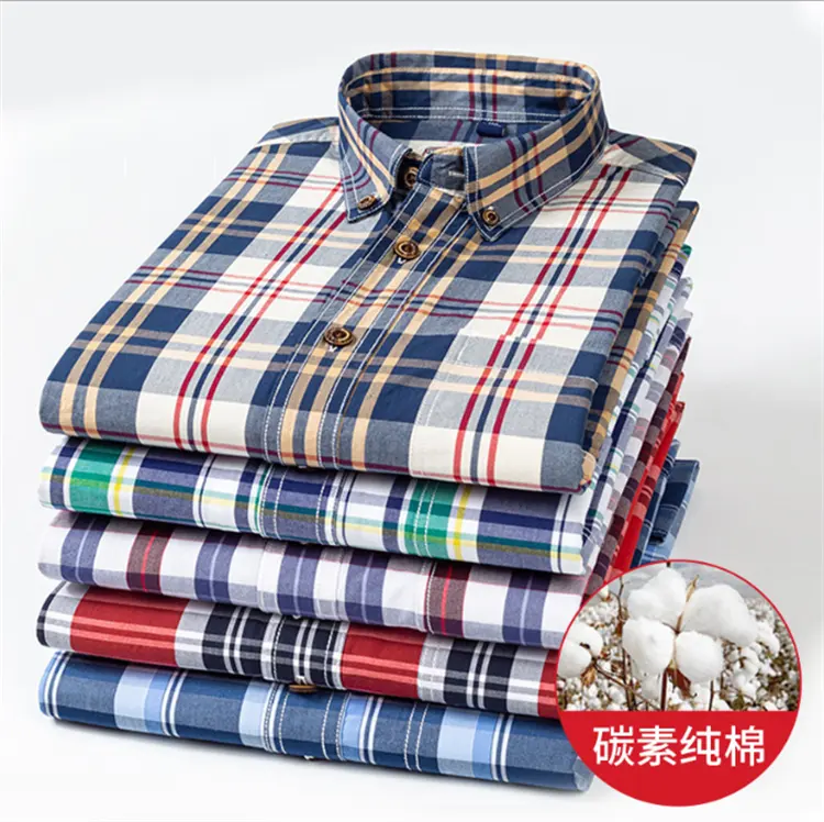 Hersteller maßge schneiderte hochwertige Herren Baumwolle Plaid Langarm hemden Casual Cotton Checked Shirts für Männer