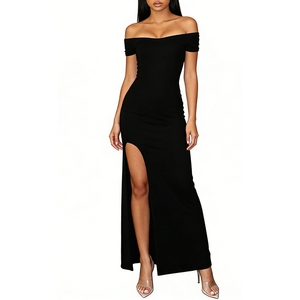 Vestido Largo Asimétrico de Noche para Mujer con Hombros Descubiertos, Ajustado, con Abertura Lateral, Elegante y a la Moda - Product Image 3