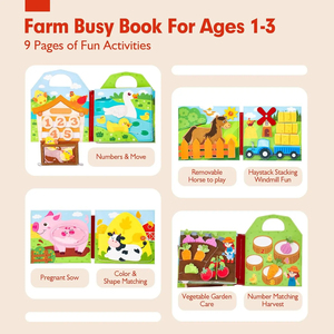 Jumon Quiet Book for Toddlers 5-12y Montessori Busy <b>Board</b> Farm Animals Storytelling Activity <b>Felt</b> Pages Hand-Eye JBK-8 - Product Image 3