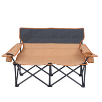 Kursi Lipat Ganda untuk Bersantai di Luar Ruangan, Kursi Camping Baja Karbon, Kursi Pancing dengan Sandaran Sofa, Lipat Modern, Oxford, untuk Pasangan
