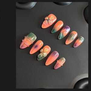 Thời Trang Mới Tùy Chỉnh Thiết Kế Bán Buôn 10Pcs 3D Pháp Vỏ Hạnh Nhân Móng Tay Giả Đảng Sticker Mặc Báo Chí Trên Móng Tay - Product Image 6