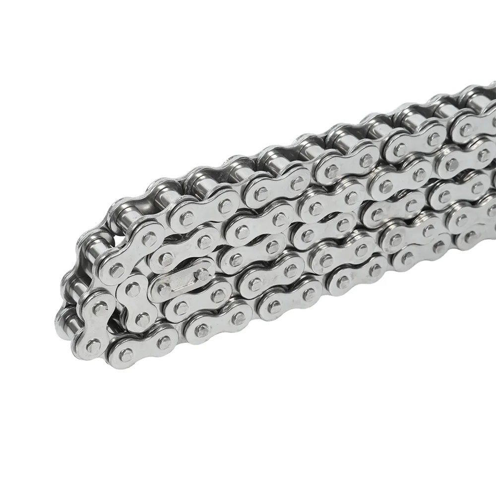 Longue durée de vie pas facilement cassé chaîne à rouleaux industrielle personnalisée chaîne d'entraînement unique en acier inoxydable